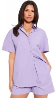 I Saw it First Ladies Lilac Cotton Short Sleeve Shirt