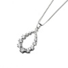 Embellished -925 Sterling Silver Zirconia Oval Pendant Necklace Photo
