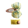 Girly Fabric Hair Clip with Bow and Button - Yellow Photo