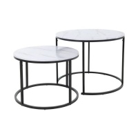 HS HS Two Metal Side Tables with MDF Melamine Top White