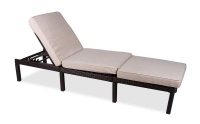 Hazlo Outdoor Sun Lounger Pool Deck Chair Brown Beige
