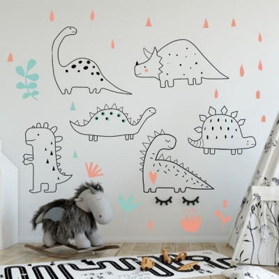 Photo of AOOYOU Watercolor Dinosaur Art Sticker for Wall Decoration