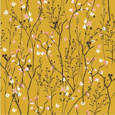 JenJenss JenJenss Bamboo Cotton Swaddle Blanket Mustard Flowers