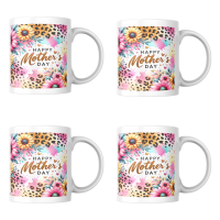 4 pieces Mothers Day Coffee Mug Set Leopard Print