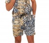 I Saw it First - Mens Tan Animal Print Satin Drawstring Shorts Photo
