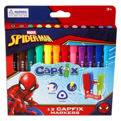 Marvel Spider Man Capfix Fibre Tip Markers Set of 12