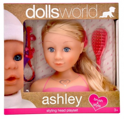 Photo of Dollsworld - Ashley Styling Head Playset Includes Brush Hair Clips Beads Hair Extensions and Ring