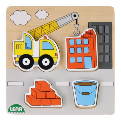 Lena Wooden Puzzle for Children 18 Months Up Construction Site Excavator