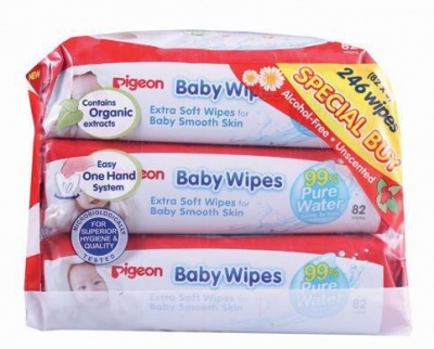 Photo of Pigeon Baby Wipes 80's 100% Water - 3-In-1 Refill Pack