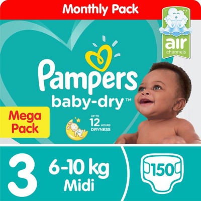 Photo of Pampers Baby Dry - Size 3 Mega Savings Box-150 Nappies Lotion with Aloe