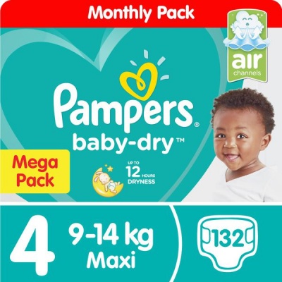 Photo of Pampers Baby Dry - Size 4 Mega Savings Box-132 Nappies Lotion with Aloe