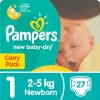Pampers New Baby Dry - Size 1 Carry Pack - 27 Nappies Photo