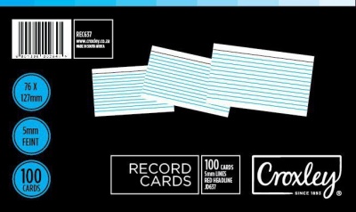 Croxley JD637 Record Cards Lined