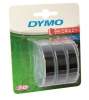 Dymo Omega Embossing 9mm x 3m White on Black Tape Cassette - Pack of 3 Photo