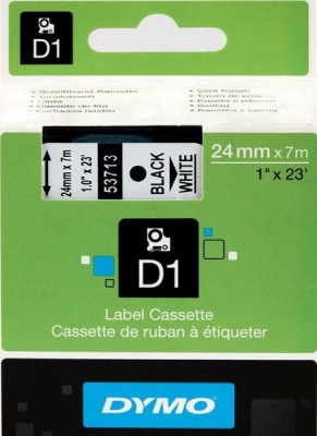 Photo of Dymo D1 Standard 24mm x 7m Black on White Label Cassette
