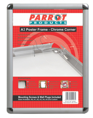 Photo of Parrot Products Parrot Poster Frame - Aluminium with Chrome Corners - A3