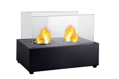 Photo of 1green Double Burner Table Styled Ethanol Fireplace - Black