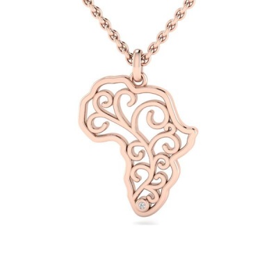 Photo of Why Jewellery Map Diamond Pendant and Chain - Rose Gold Plated