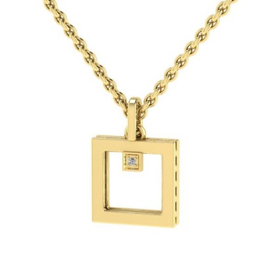 Photo of Why Jewellery Square Diamond Pendant and Chain - Yellow Gold Plated