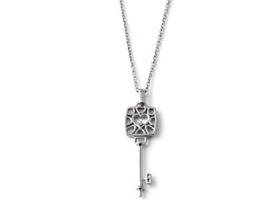 Photo of Why Jewellery Key Diamond Pendant and Chain - Silver