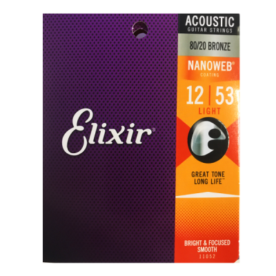 Photo of Elixir 11052 Nanoweb 80/20 Bronze Light Acoustic Guitar Strings