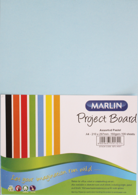 Photo of Marlin A4 Project Board 160gsm 100's - Assorted Pastel