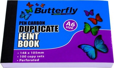 Butterfly A6 Duplicate Book Feint Plain 200 Sheets
