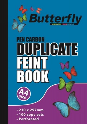 Photo of Butterfly A4 Duplicate Book - Feint 200 Sheets