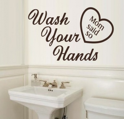 Photo of Vinyl Lady Wash Your Hands Wall Art Sticker - Brown