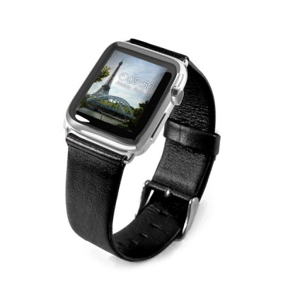 Photo of Apple Tuff-Luv Genuine Leather Wrist Watch Strap Band for Watch Strap 38mm - Black