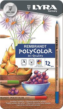Photo of Lyra Rembrandt Polycolor Pencils - 12 Colours in Metal Box