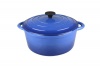 Gourmand - 4 Litre Round Cast Iron Casserole - Blue Photo