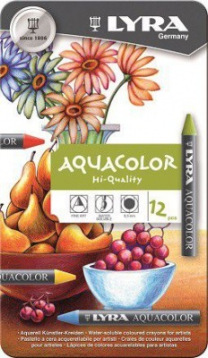 Photo of Lyra Aquacolor Wax Crayons - 12 Colours in Metal Box