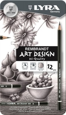 Photo of Lyra Rembrandt Art Design Set - 12 Graphite Pencils in Metal Box