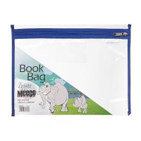 Meeco Book Bag with Zip Closure Blue Piping