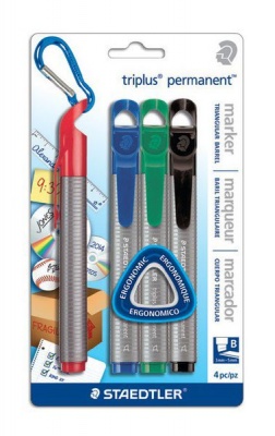Photo of Staedtler Triplus Permanent Markers Chisel Tip - Blister of 4