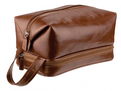 Photo of Adpel Mens Leather Toiletry Bag - Brown