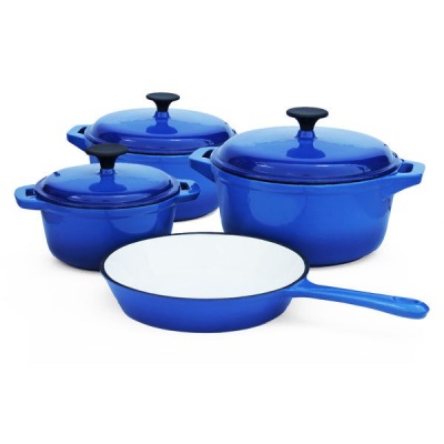 Photo of Fine Living - Double Blue Cast Iron Pot Set - Set of 7