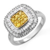 Miss Jewels - 0.85ctw Natural Yellow & White Diamond Engagement Ring in 925 Sterling Silver Photo