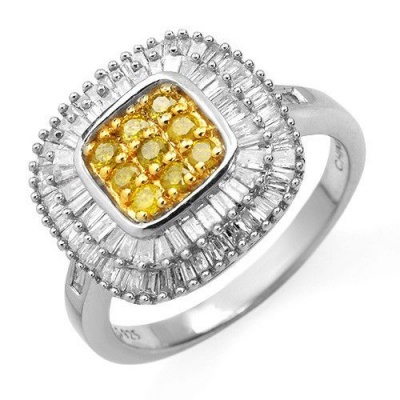 Photo of Miss Jewels - 0.85ctw Natural Yellow & White Diamond Ring in 925 Sterling Silver