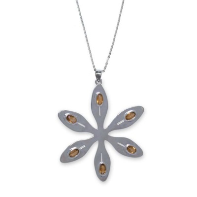 Photo of Agapanthus Flower Necklace - Orange Citrine - Sterling Silver