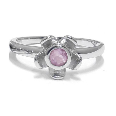 Photo of Forget Me Not Flower Ring - Rose Quarts - Sterling Silver