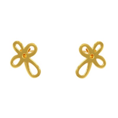 Photo of Jasmine Stud Flower Earrings - Yellow Gold