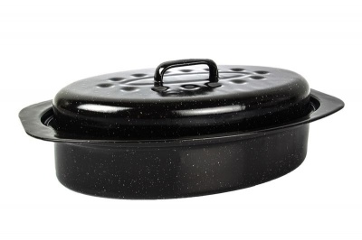 Photo of Kaufmann Enamel Coated Oval Pan with Lid - 3.0 Litre