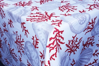 Photo of DSA - 100% Cotton Coral Shell Design Tablecloth - 6 Seater