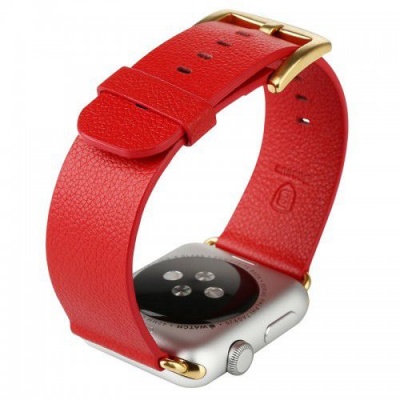 Photo of Apple Tuff-Luv Classic Buckle Genuine Leather WatchBand for the Watch 42mm - Red Cellphone