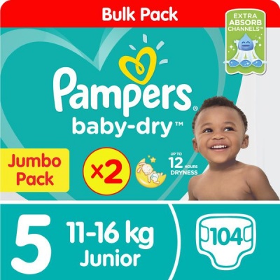 Photo of Pampers Baby Dry - Size 5 Twin Jumbo - 2x52 Nappies