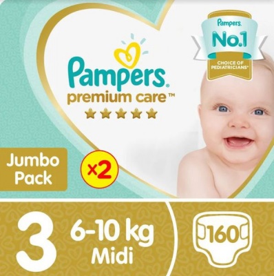 Photo of Pampers Premium Care - Size 3 Twin Jumbo Pack - 2x80 Nappies