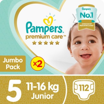 Photo of Pampers Premium Care - Size 5 Twin Jumbo Pack - 2 x 56 Nappies