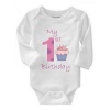 Noveltees 1st Birthday Princess Long Sleeve Baby Grow - White Photo